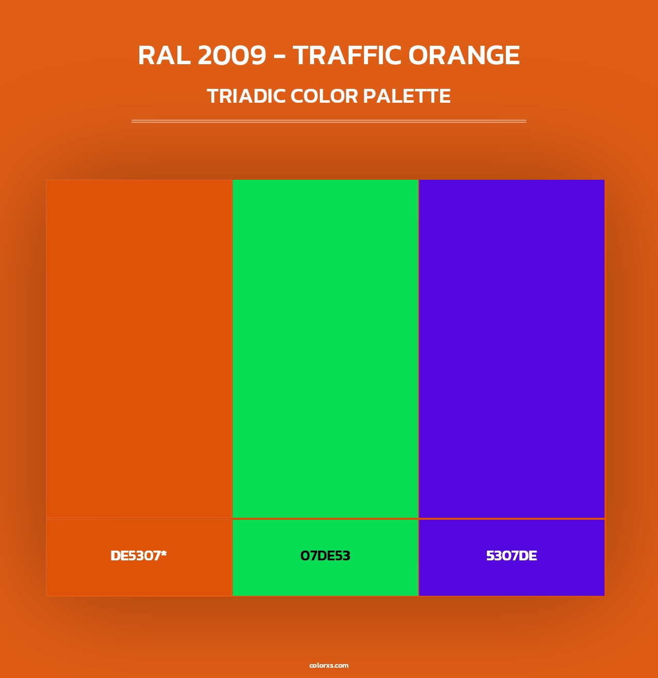 RAL 2009 - Traffic Orange - Triadic Color Palette