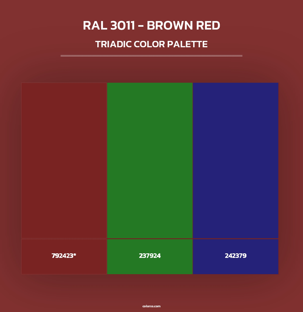RAL 3011 - Brown Red - Triadic Color Palette