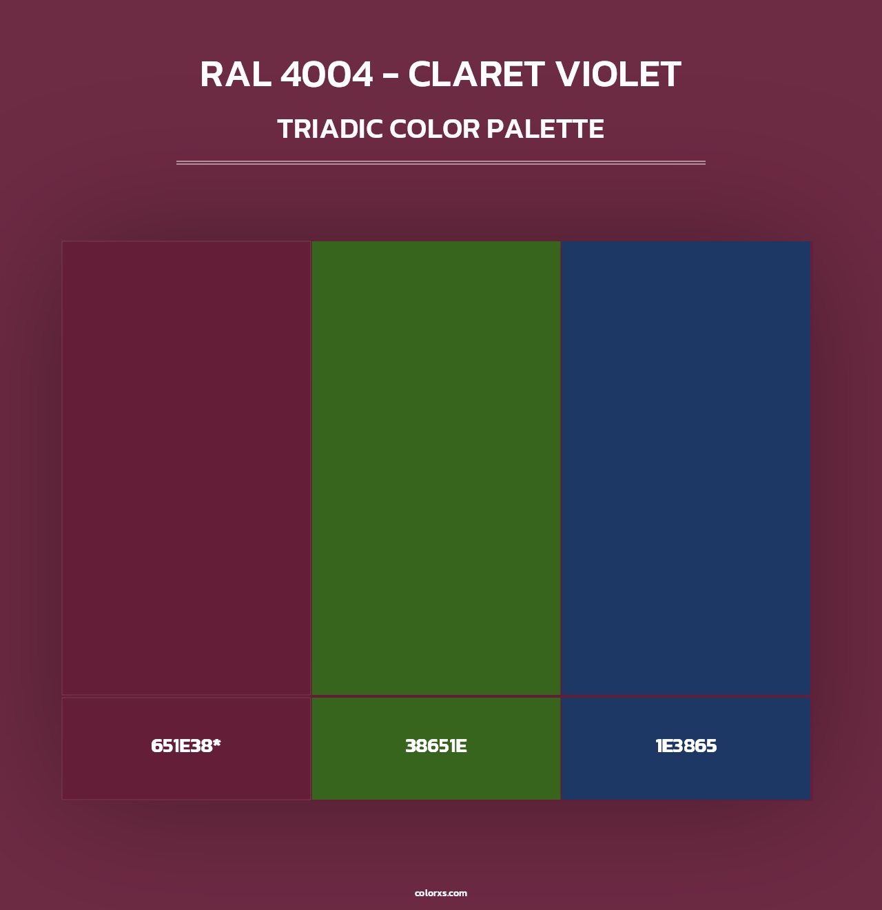 RAL 4004 - Claret Violet - Triadic Color Palette