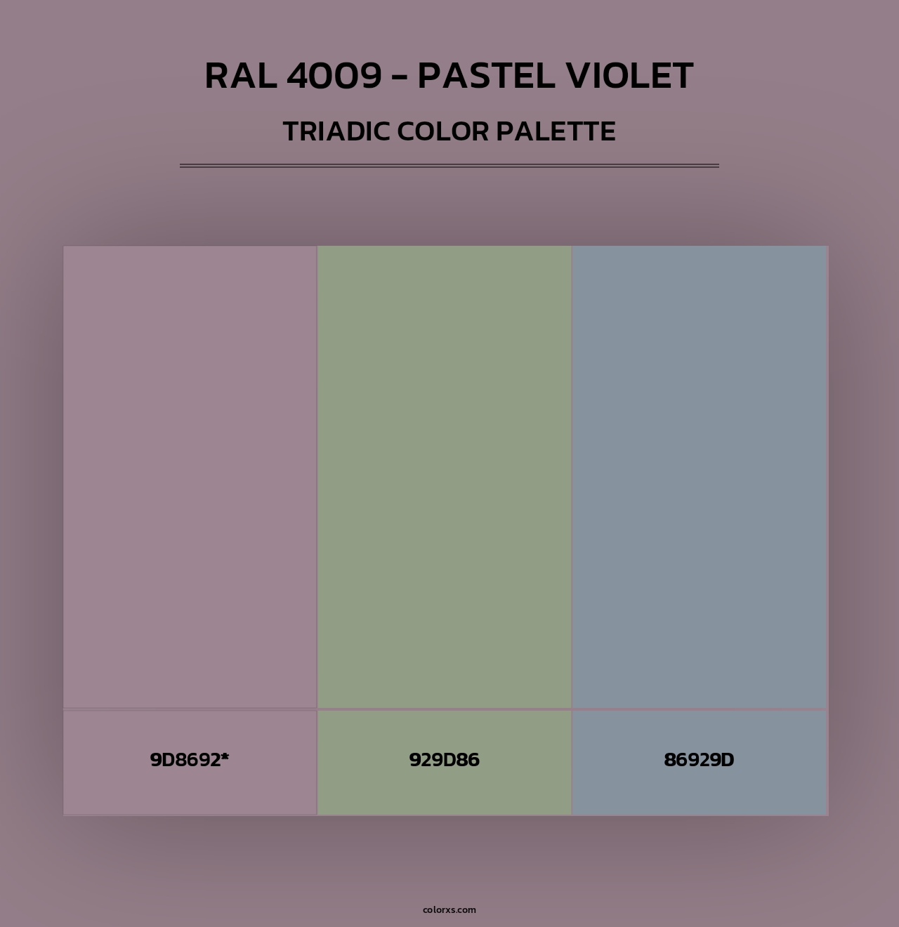 RAL 4009 - Pastel Violet - Triadic Color Palette