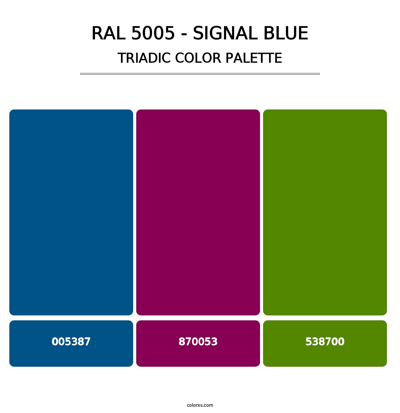 RAL 5005 - Signal Blue - Triadic Color Palette