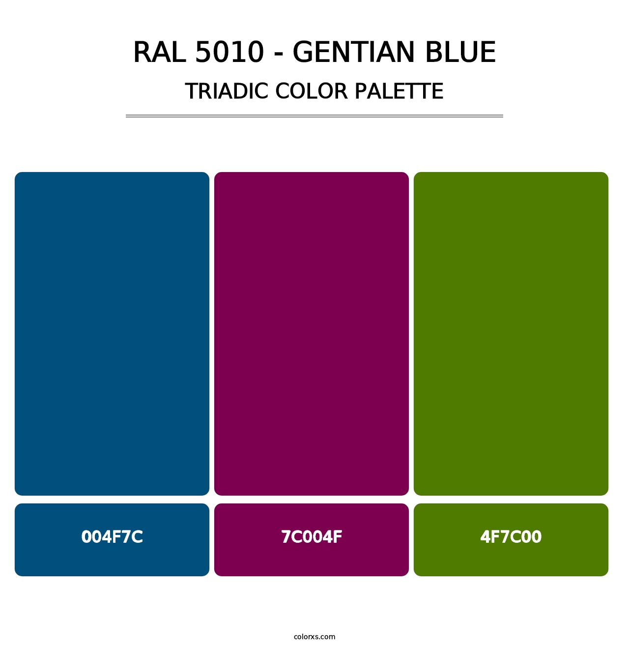 RAL 5010 - Gentian Blue - Triadic Color Palette