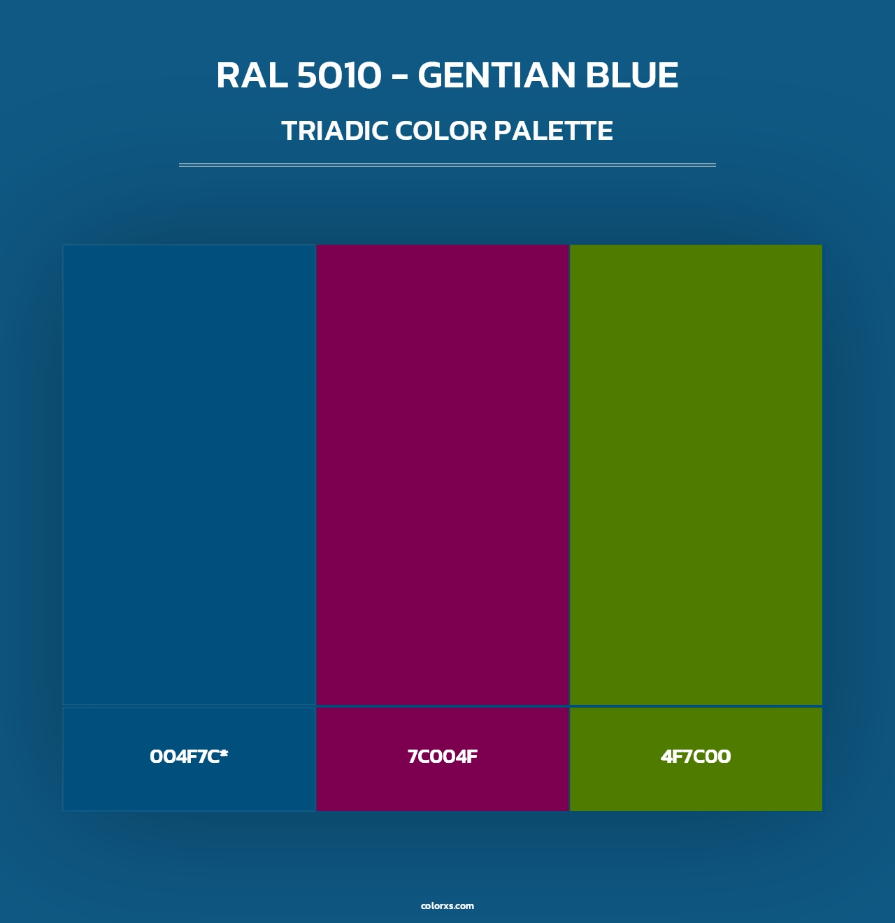 RAL 5010 - Gentian Blue - Triadic Color Palette