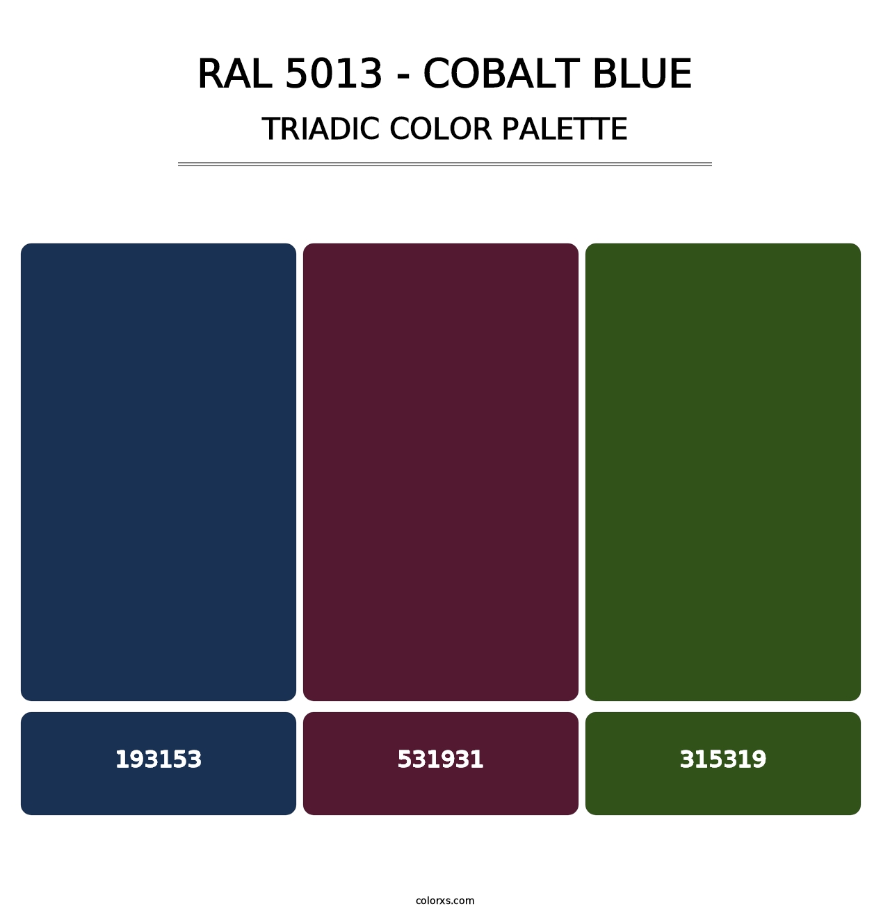 RAL 5013 - Cobalt Blue - Triadic Color Palette