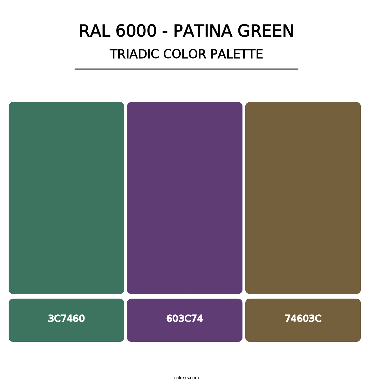 RAL 6000 - Patina Green - Triadic Color Palette