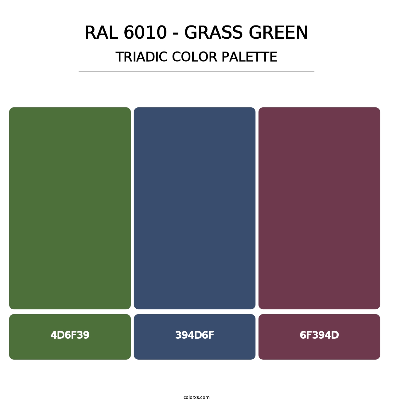 RAL 6010 - Grass Green - Triadic Color Palette