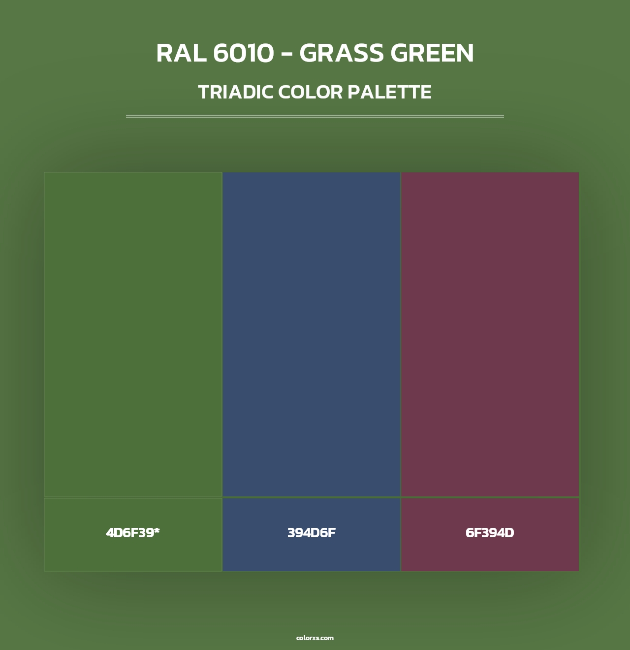 RAL 6010 - Grass Green - Triadic Color Palette