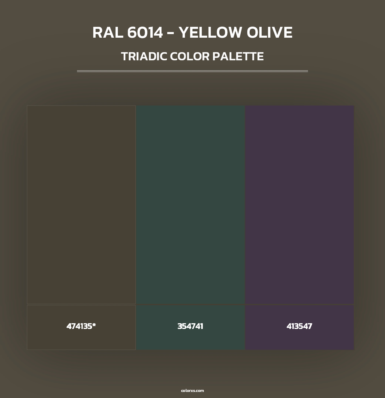 RAL 6014 - Yellow Olive - Triadic Color Palette