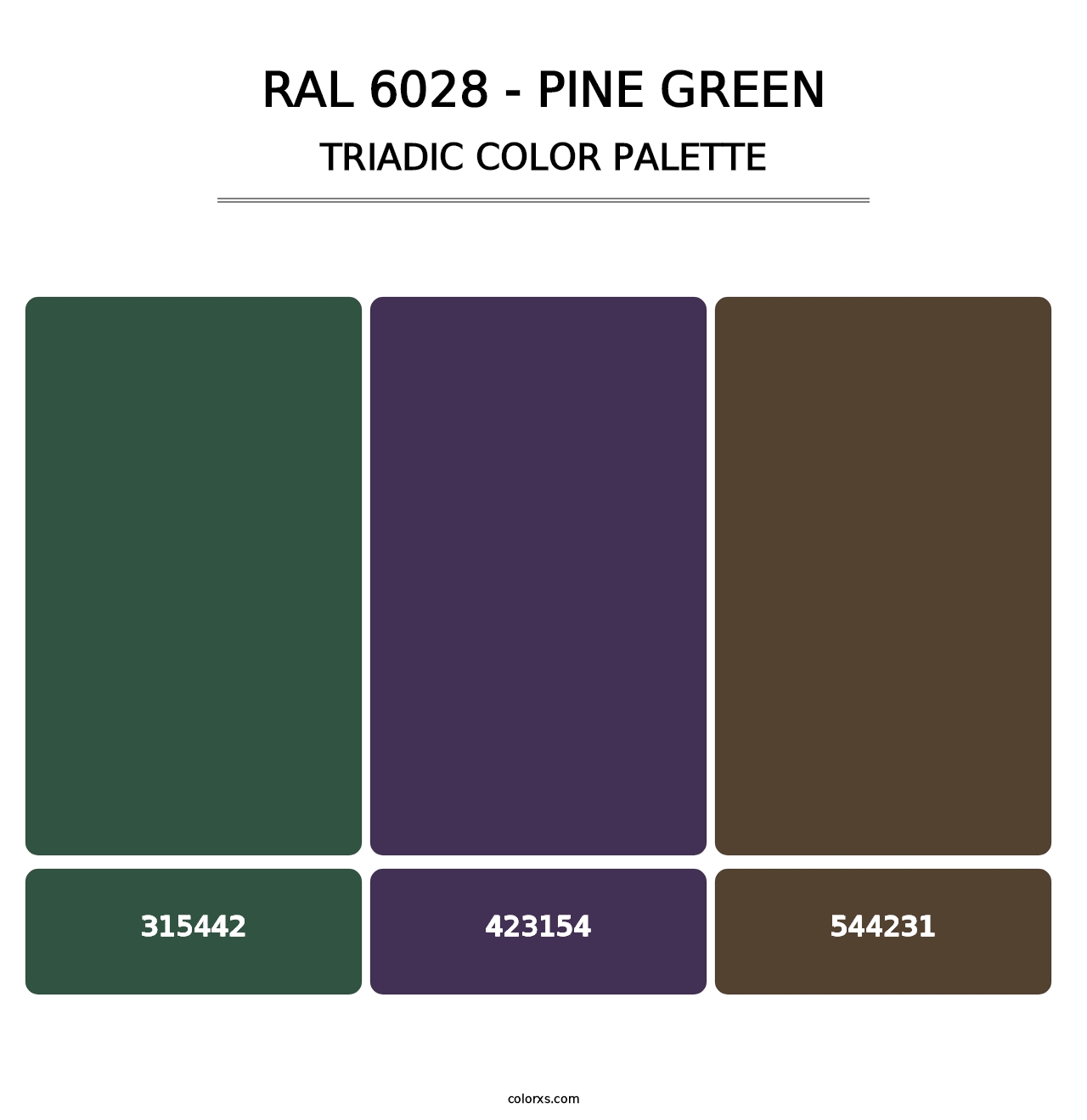RAL 6028 - Pine Green - Triadic Color Palette