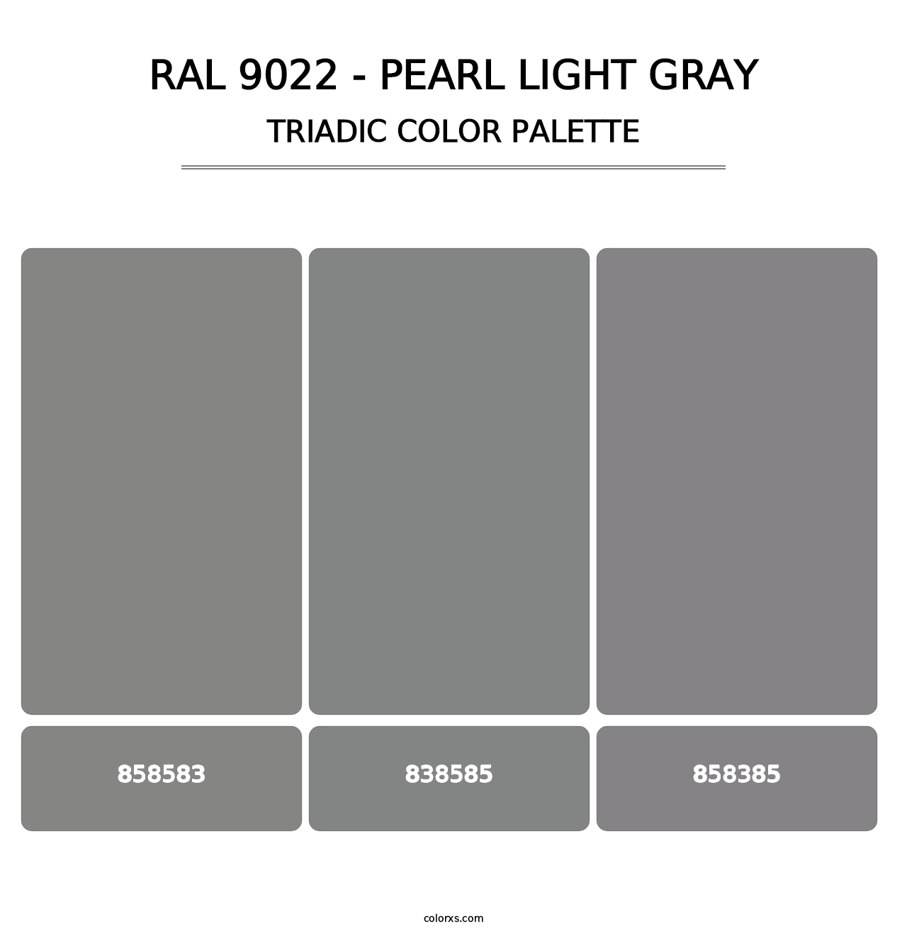 RAL 9022 - Pearl Light Gray - Triadic Color Palette