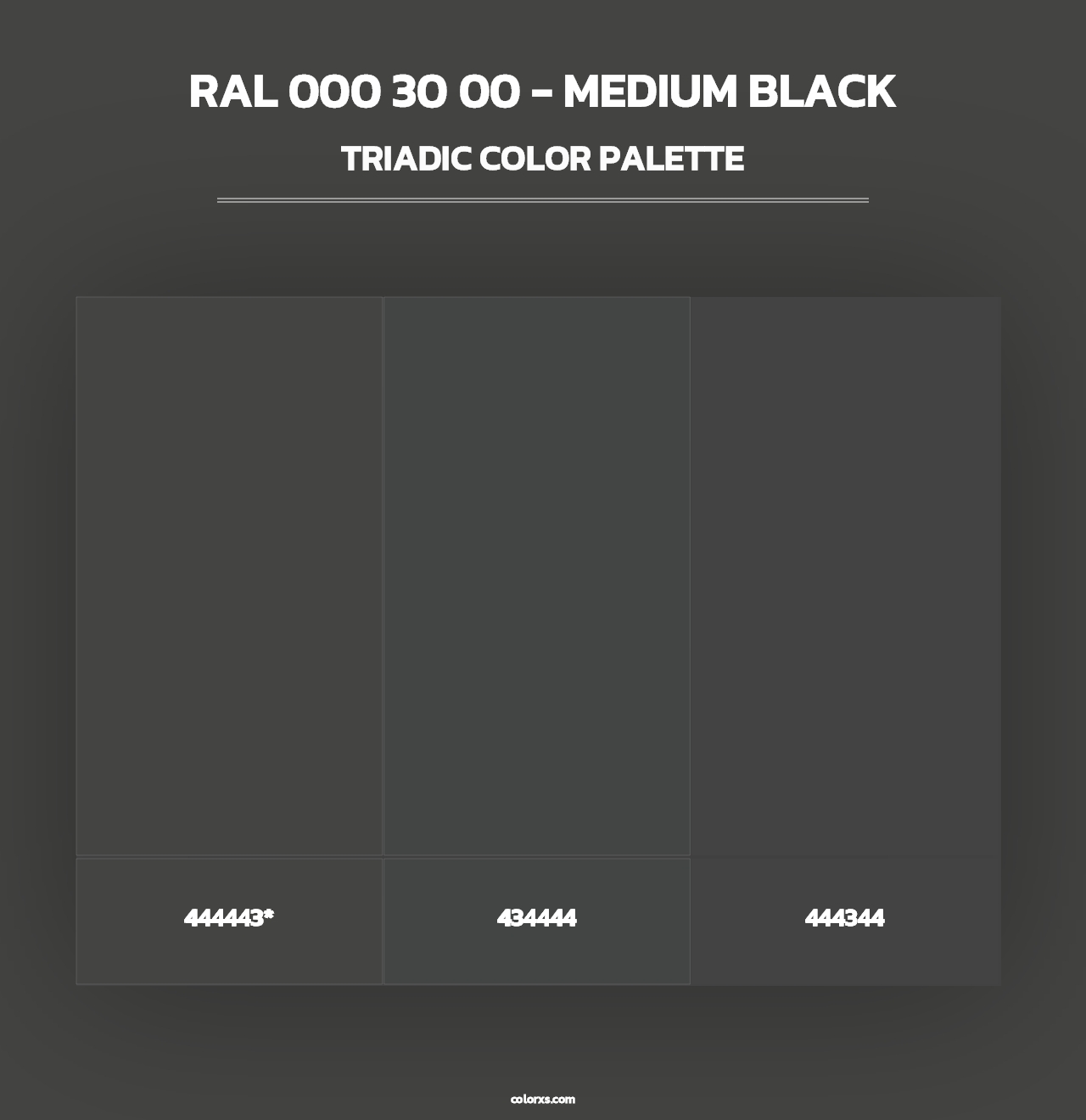 RAL 000 30 00 - Medium Black - Triadic Color Palette