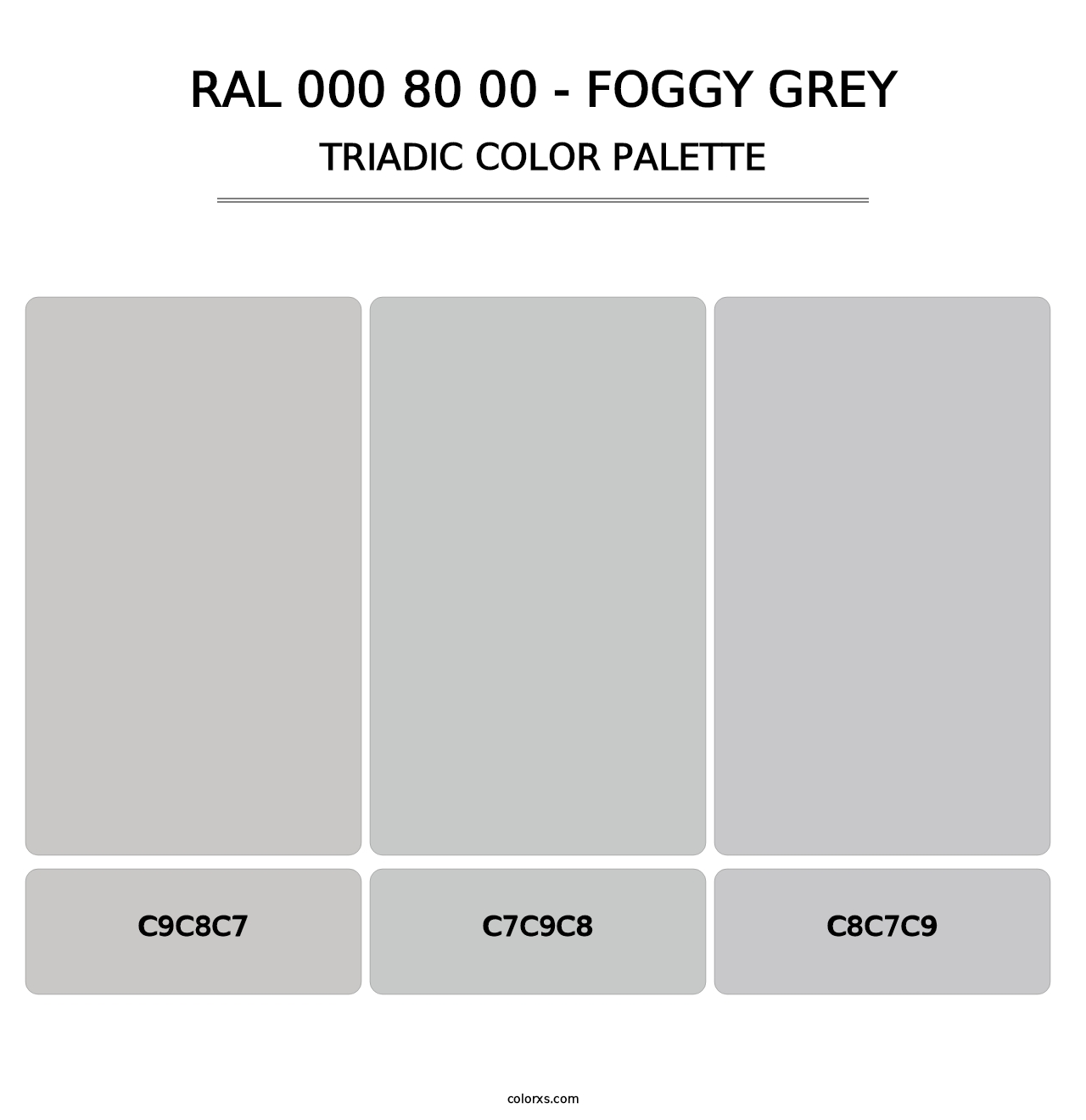 RAL 000 80 00 - Foggy Grey - Triadic Color Palette