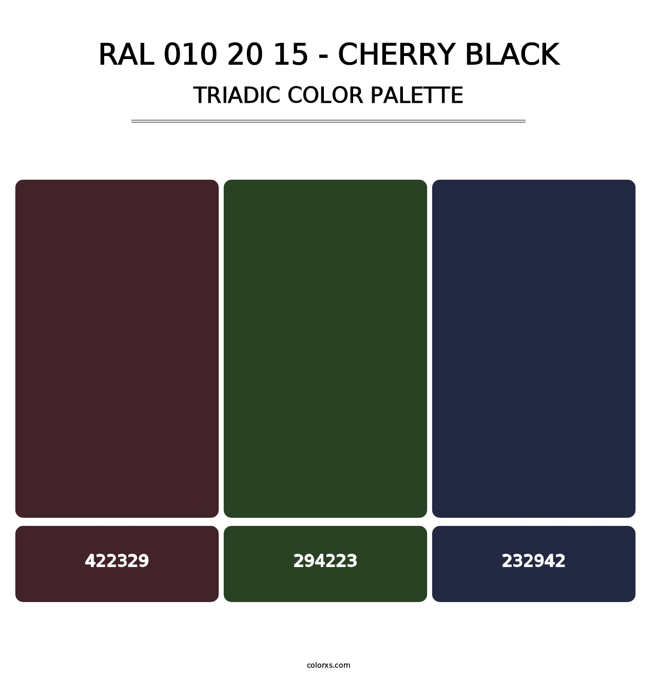 RAL 010 20 15 - Cherry Black - Triadic Color Palette