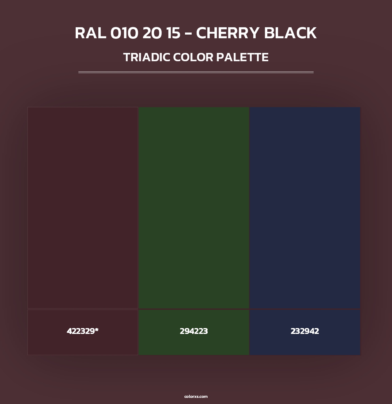 RAL 010 20 15 - Cherry Black - Triadic Color Palette