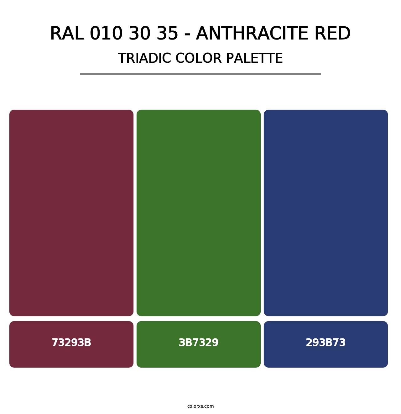 RAL 010 30 35 - Anthracite Red - Triadic Color Palette