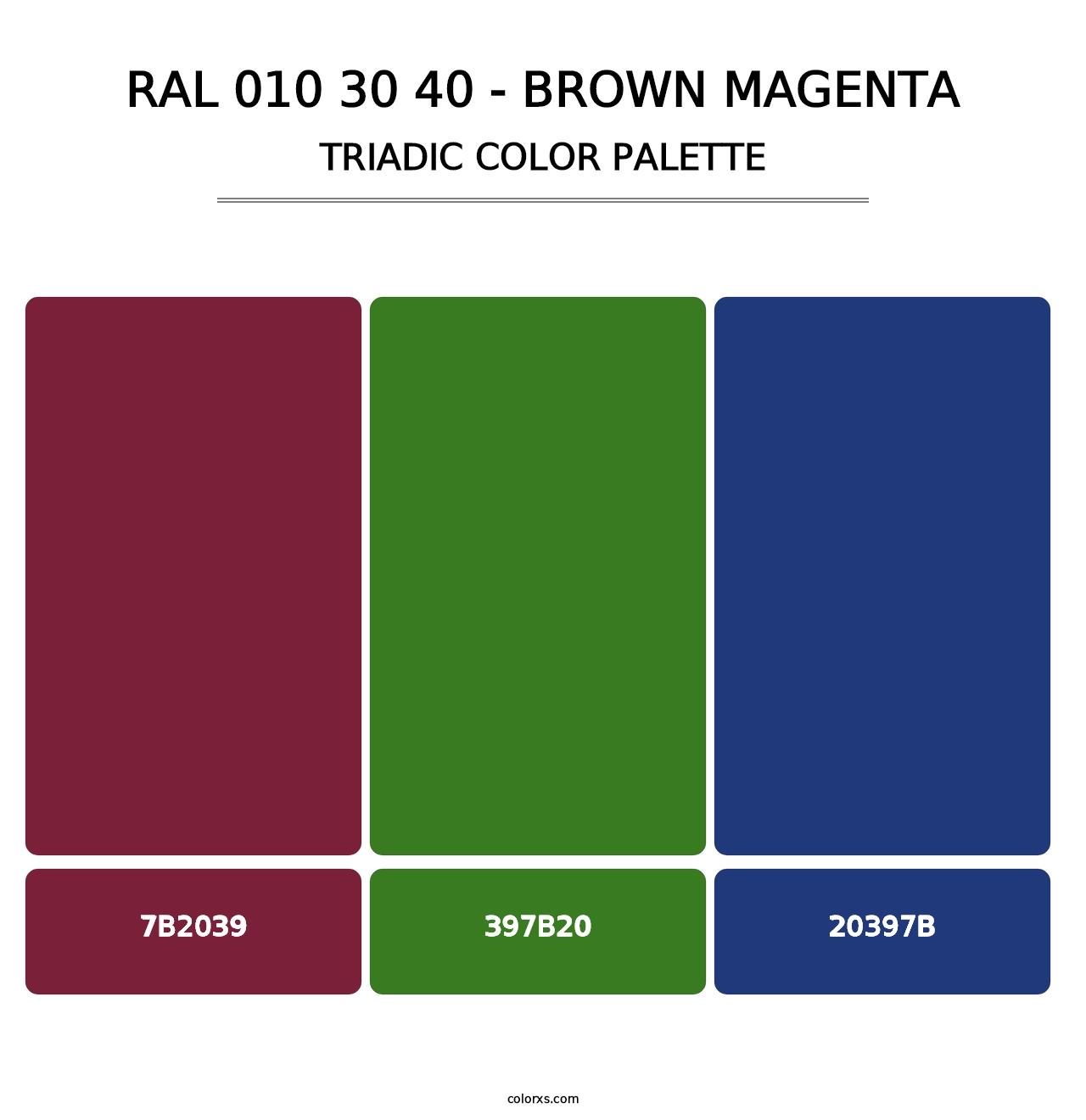 RAL 010 30 40 - Brown Magenta - Triadic Color Palette