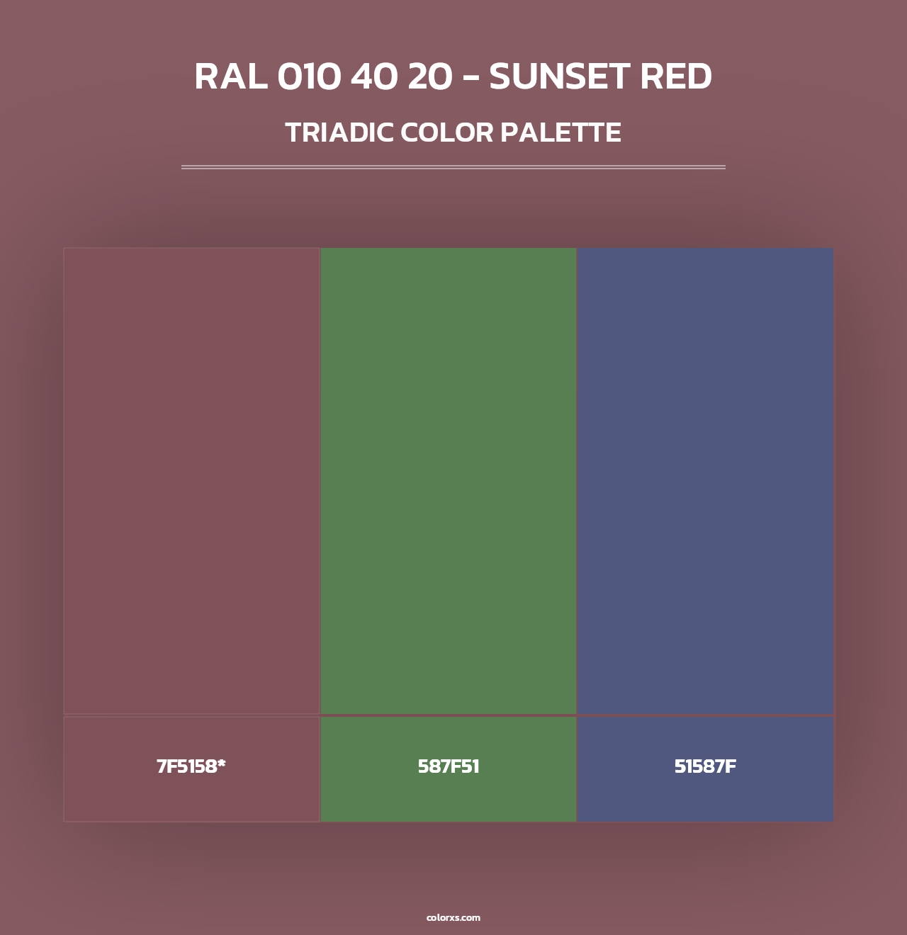 RAL 010 40 20 - Sunset Red - Triadic Color Palette