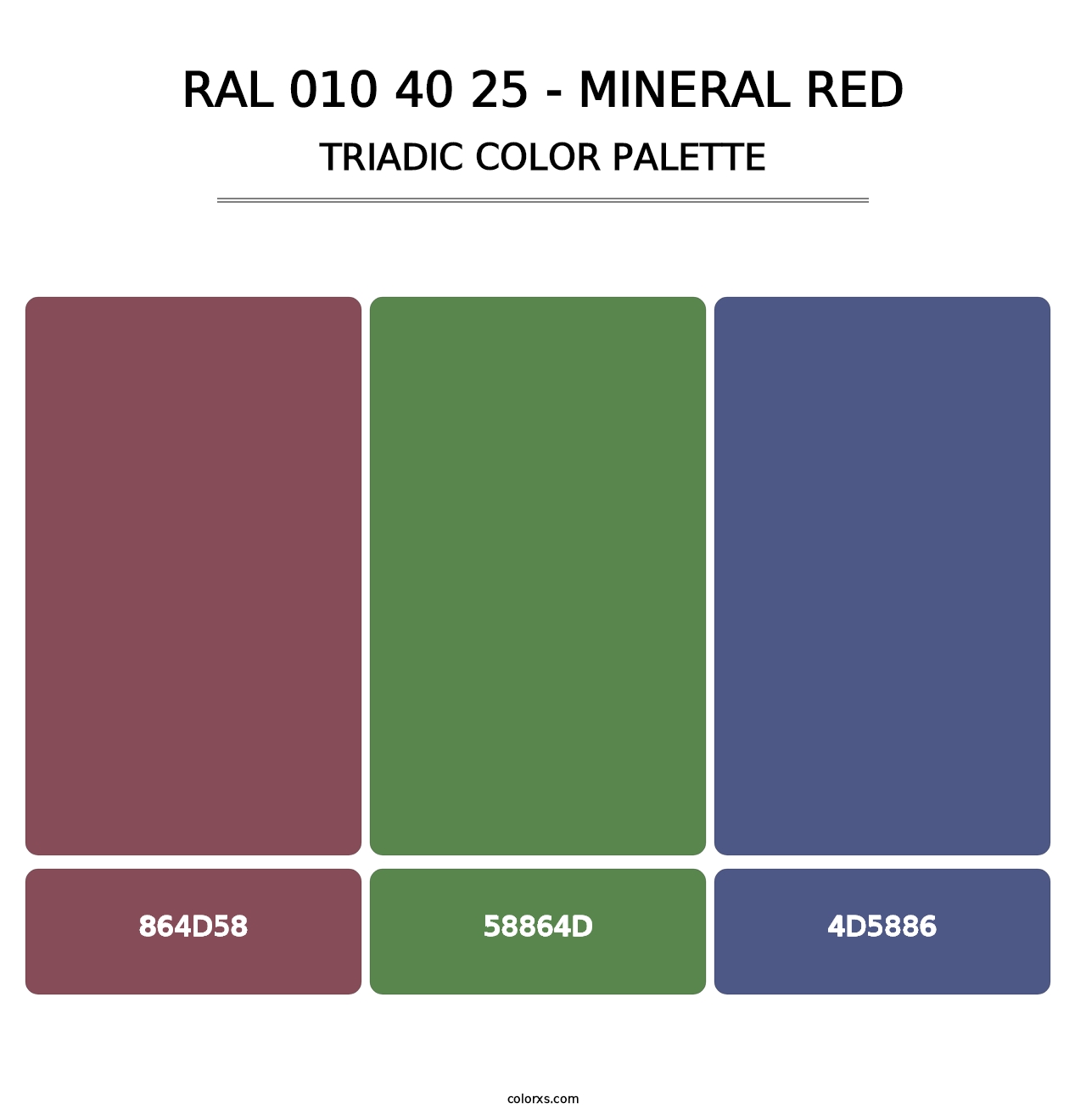 RAL 010 40 25 - Mineral Red - Triadic Color Palette