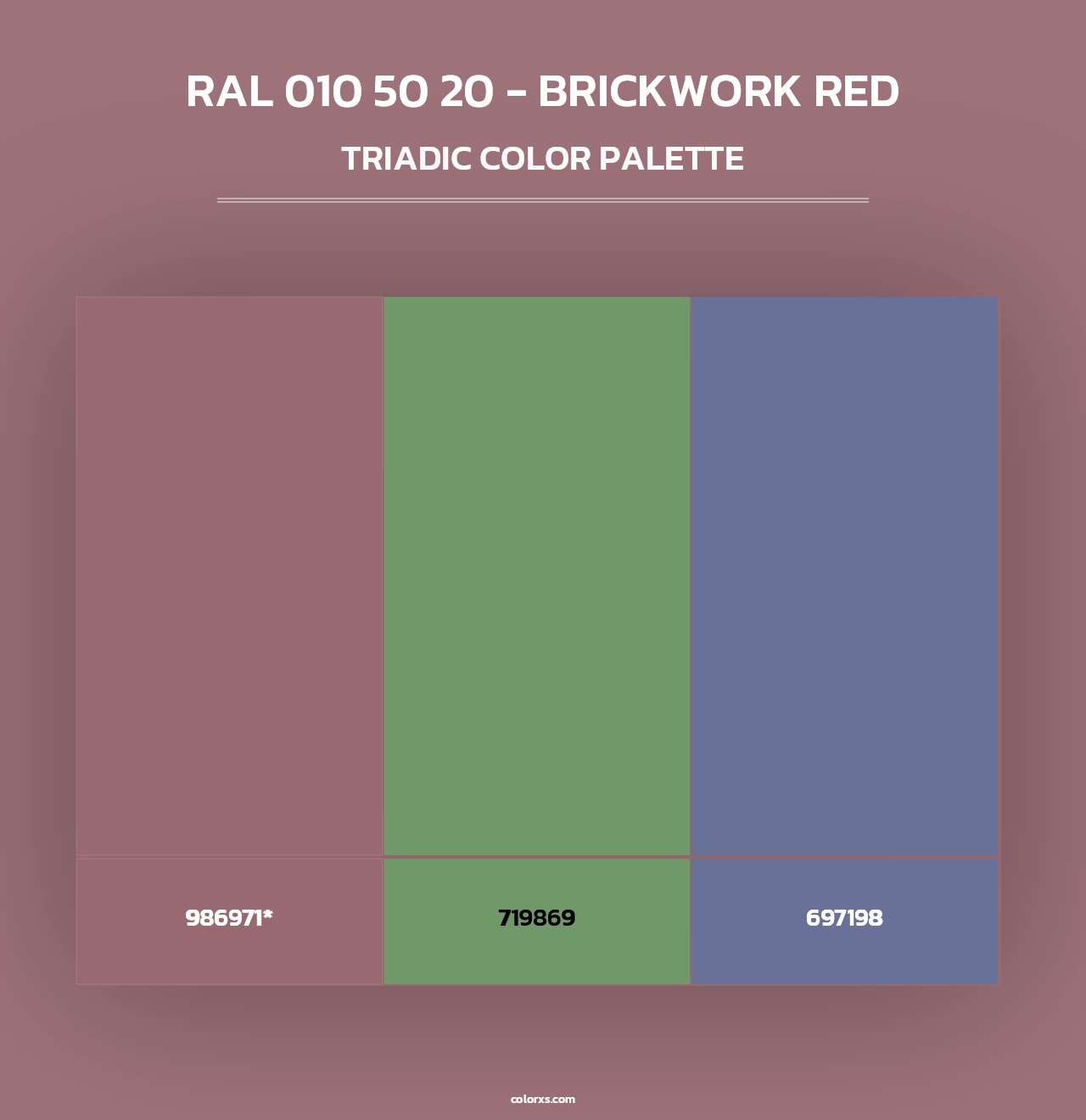 RAL 010 50 20 - Brickwork Red - Triadic Color Palette