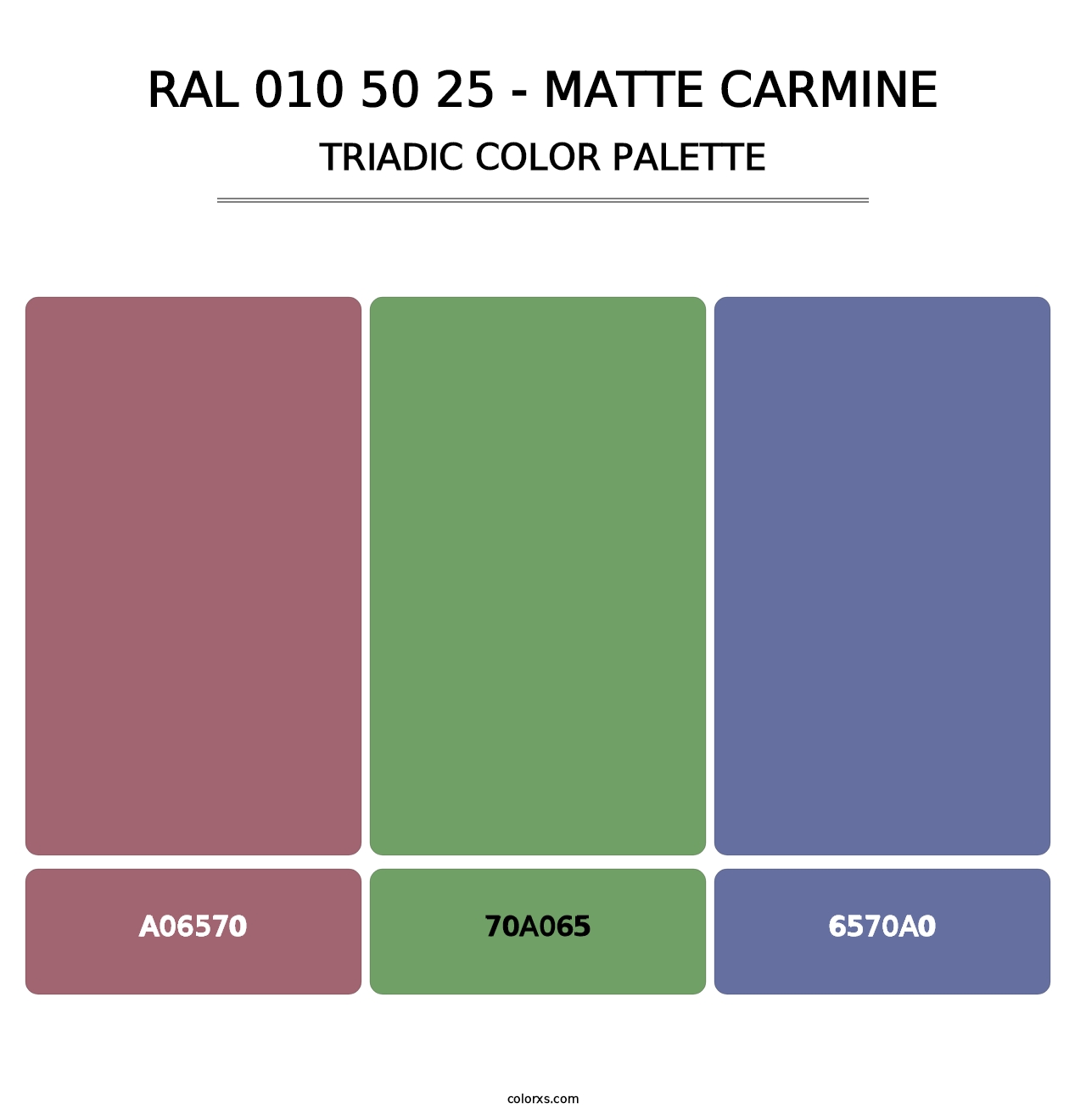 RAL 010 50 25 - Matte Carmine - Triadic Color Palette