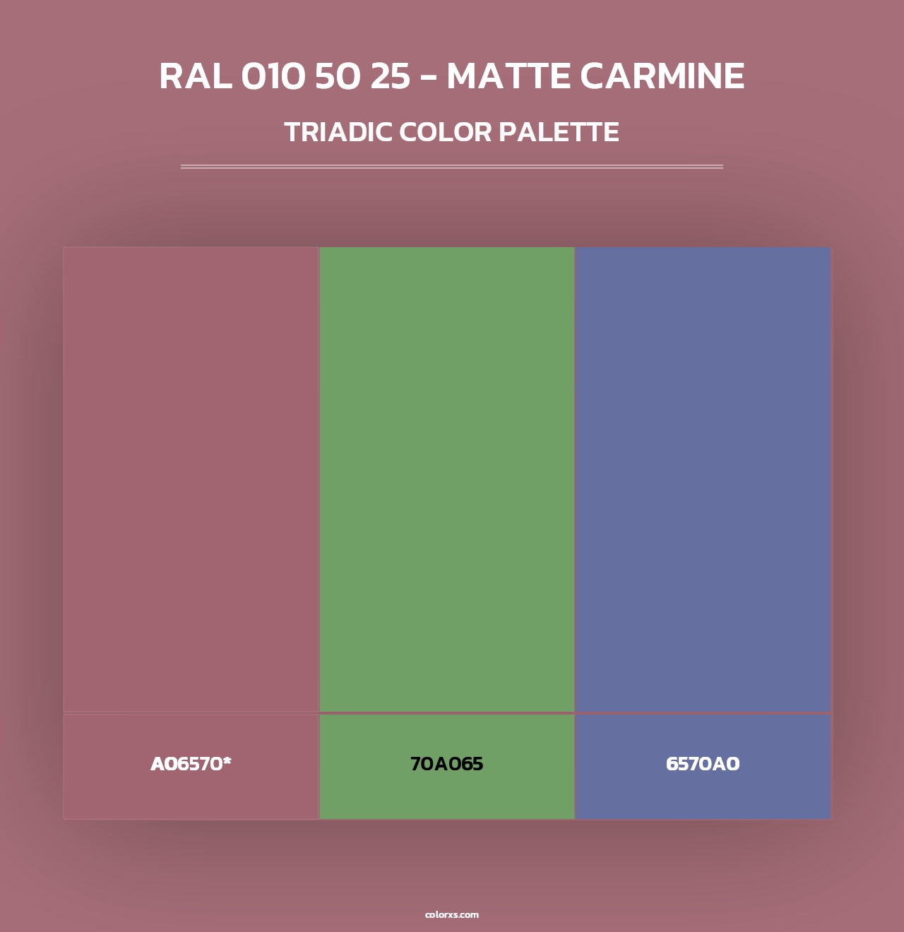 RAL 010 50 25 - Matte Carmine - Triadic Color Palette