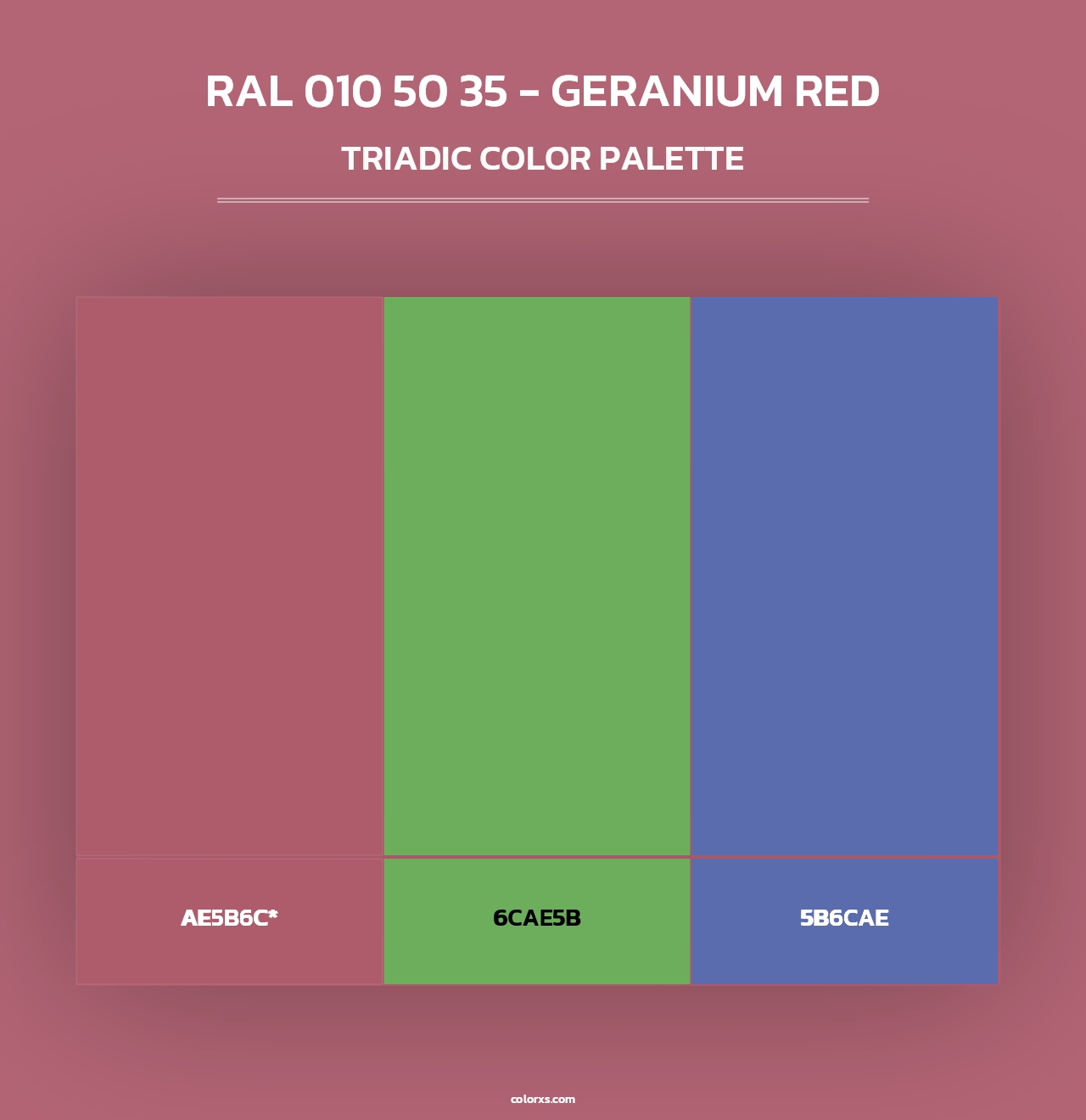 RAL 010 50 35 - Geranium Red - Triadic Color Palette