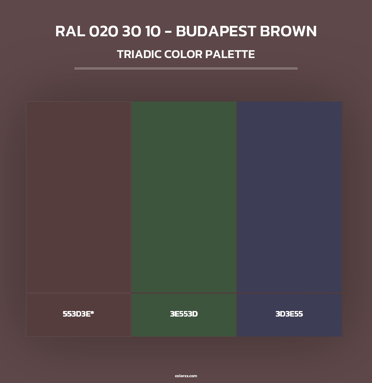 RAL 020 30 10 - Budapest Brown - Triadic Color Palette