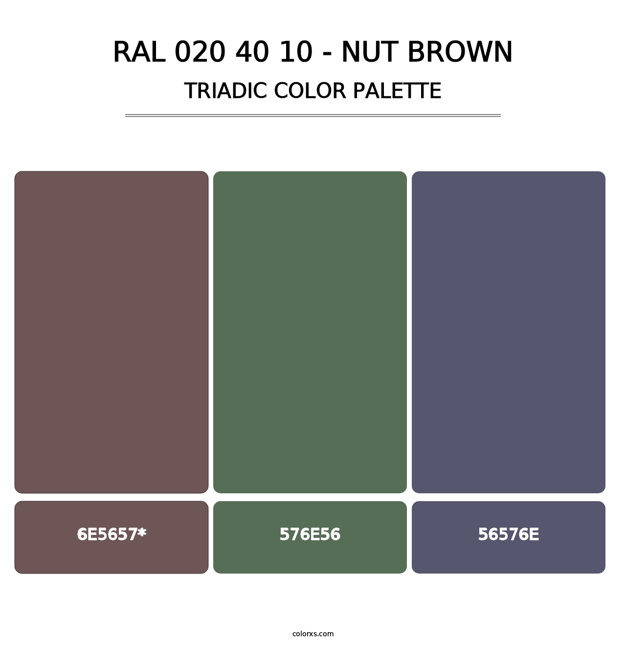 RAL 020 40 10 - Nut Brown - Triadic Color Palette