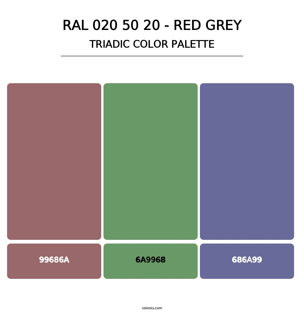 RAL 020 50 20 - Red Grey - Triadic Color Palette
