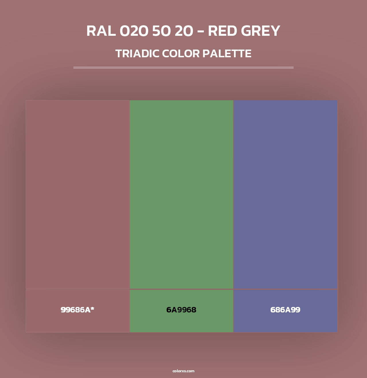 RAL 020 50 20 - Red Grey - Triadic Color Palette