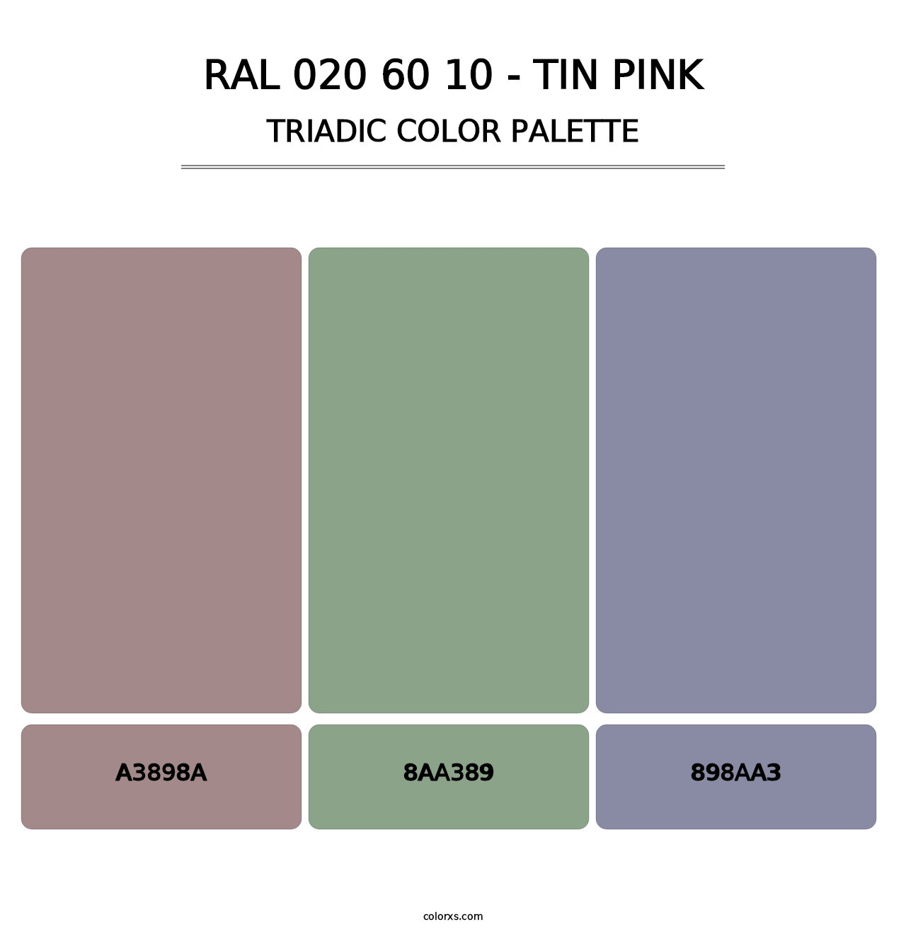 RAL 020 60 10 - Tin Pink - Triadic Color Palette