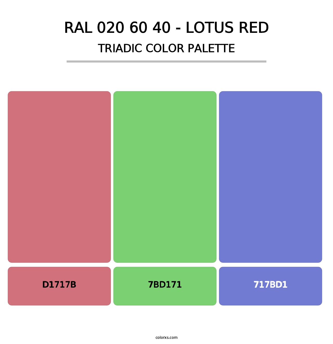 RAL 020 60 40 - Lotus Red - Triadic Color Palette