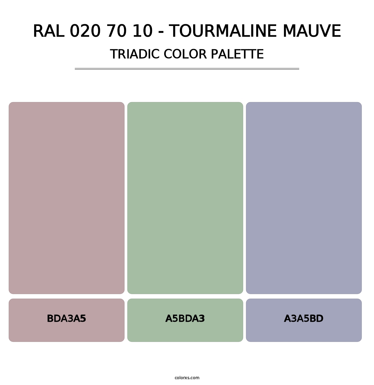 RAL 020 70 10 - Tourmaline Mauve - Triadic Color Palette