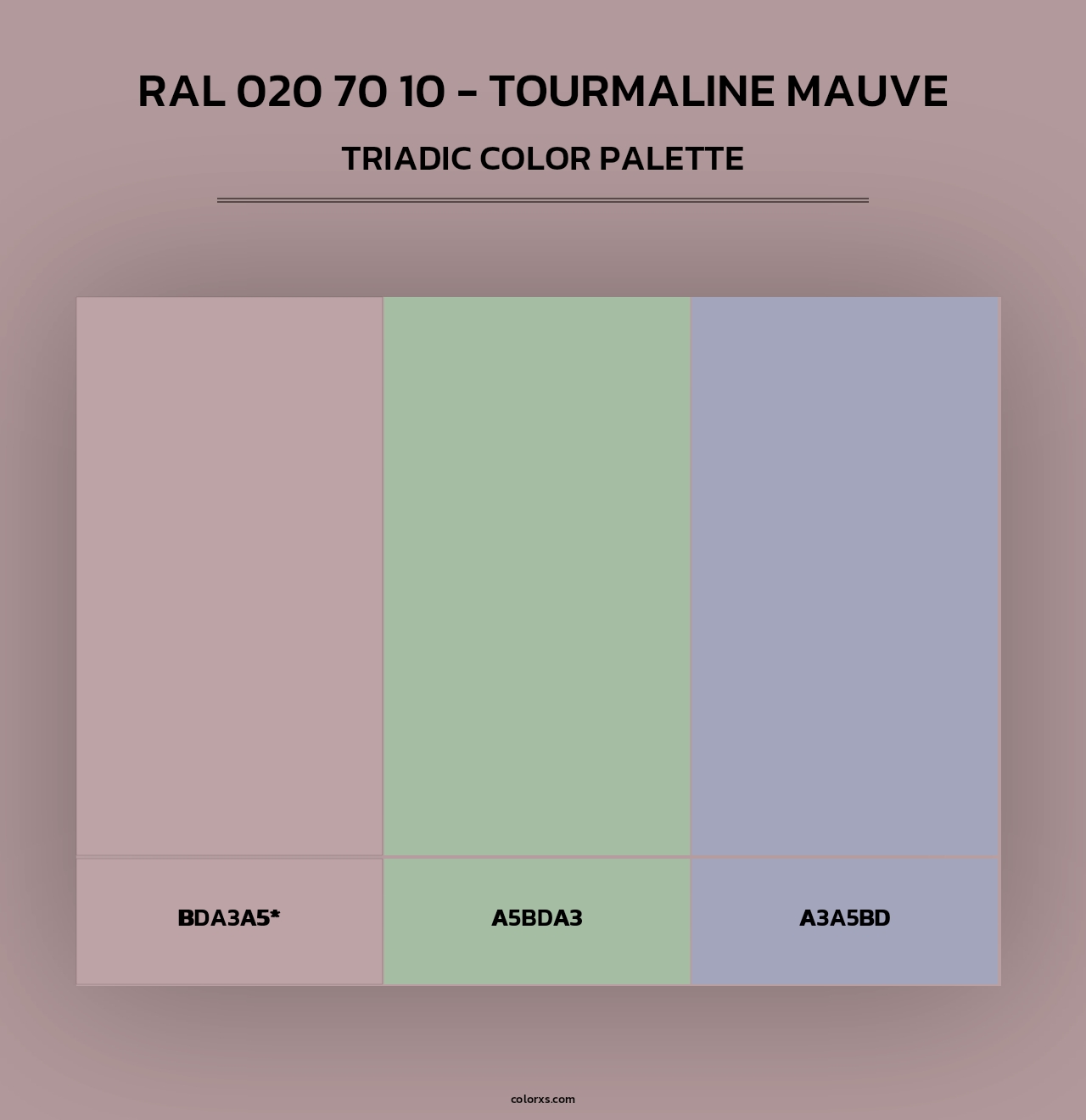 RAL 020 70 10 - Tourmaline Mauve - Triadic Color Palette