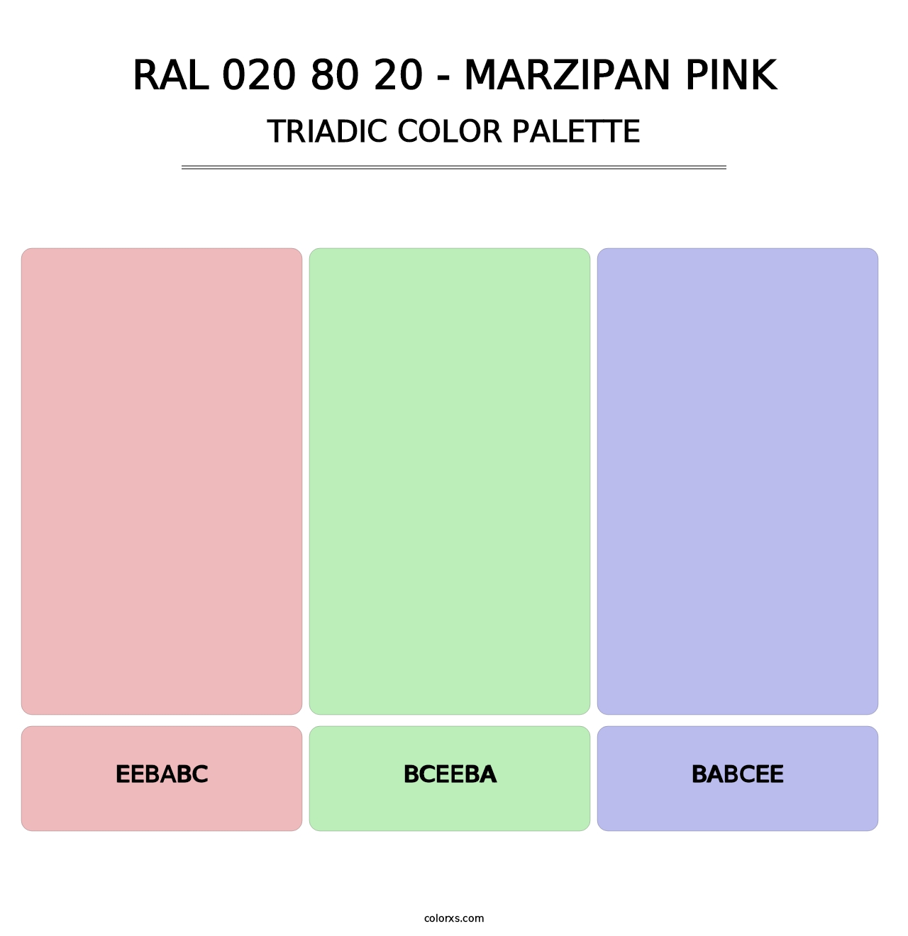 RAL 020 80 20 - Marzipan Pink - Triadic Color Palette