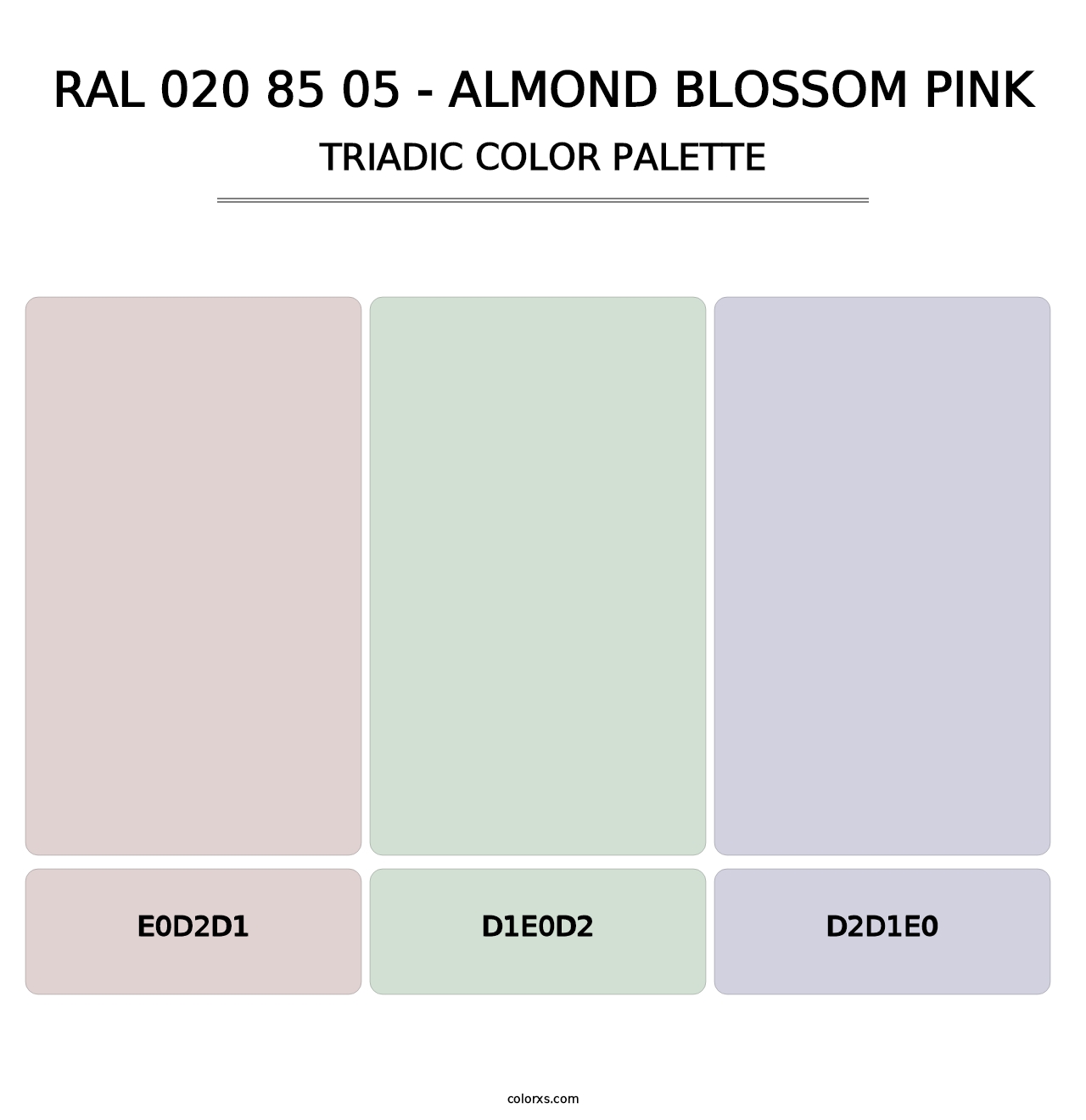 RAL 020 85 05 - Almond Blossom Pink - Triadic Color Palette