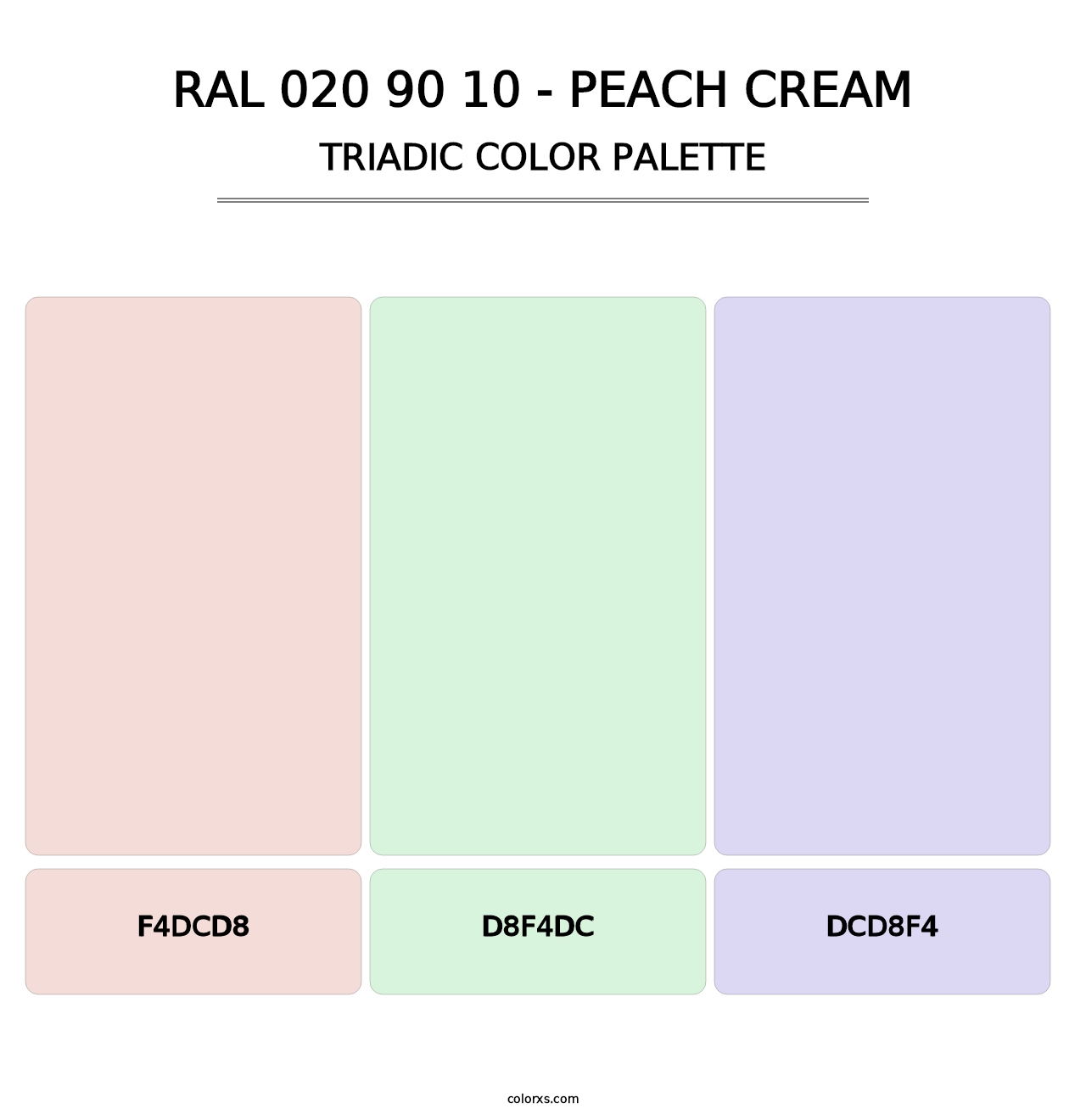 RAL 020 90 10 - Peach Cream - Triadic Color Palette