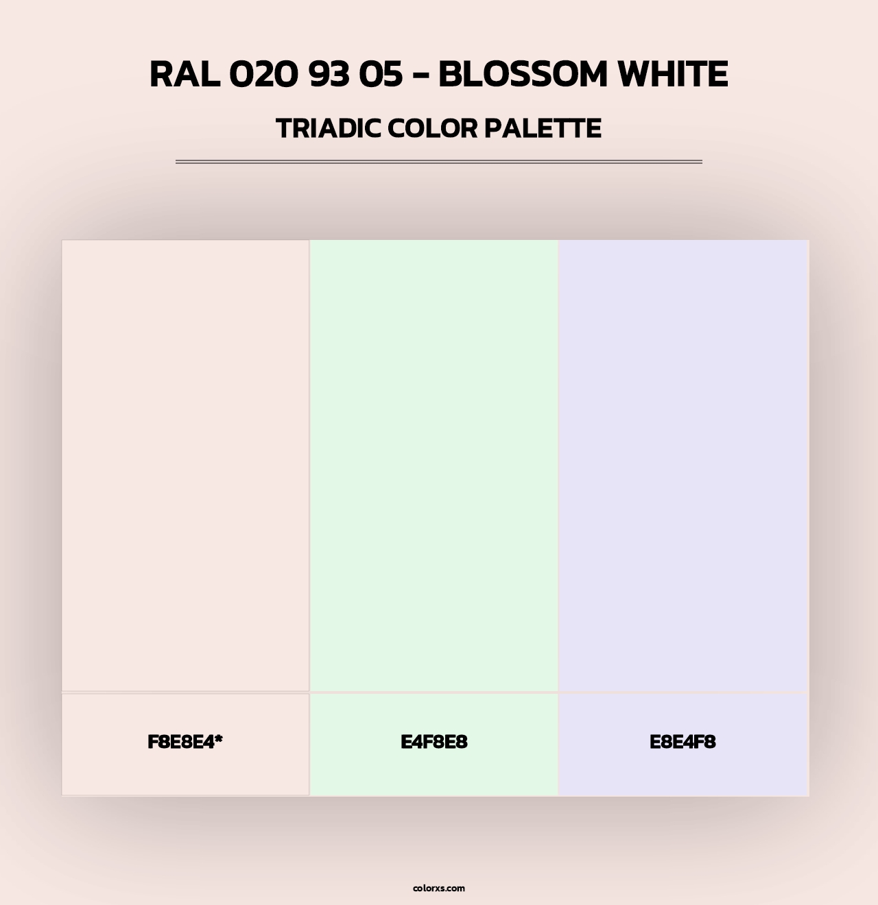 RAL 020 93 05 - Blossom White - Triadic Color Palette