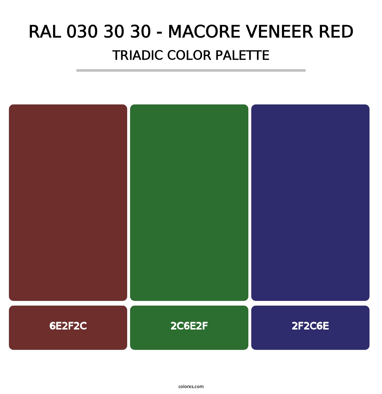 RAL 030 30 30 - Macore Veneer Red - Triadic Color Palette