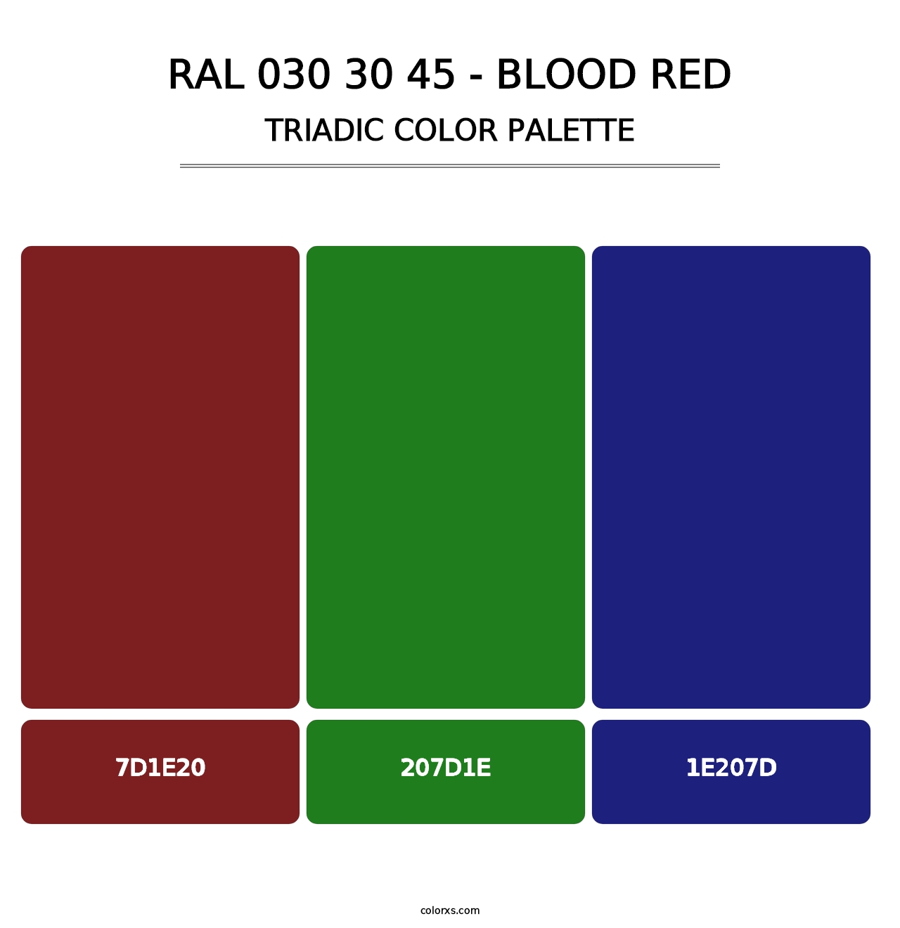 RAL 030 30 45 - Blood Red - Triadic Color Palette