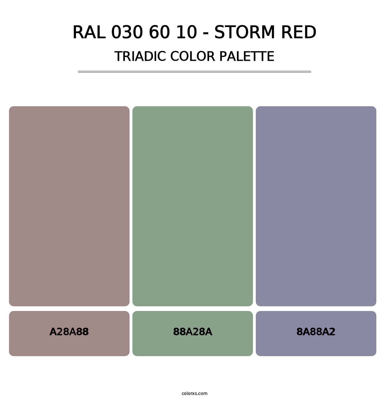 RAL 030 60 10 - Storm Red - Triadic Color Palette