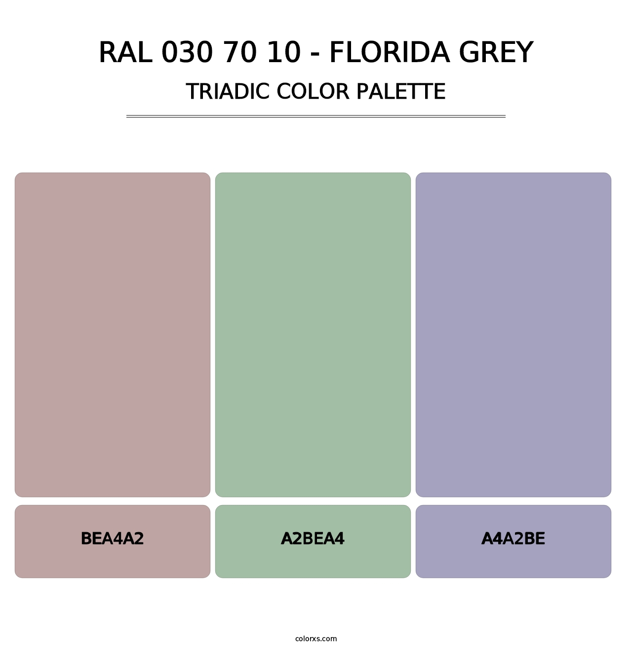 RAL 030 70 10 - Florida Grey - Triadic Color Palette