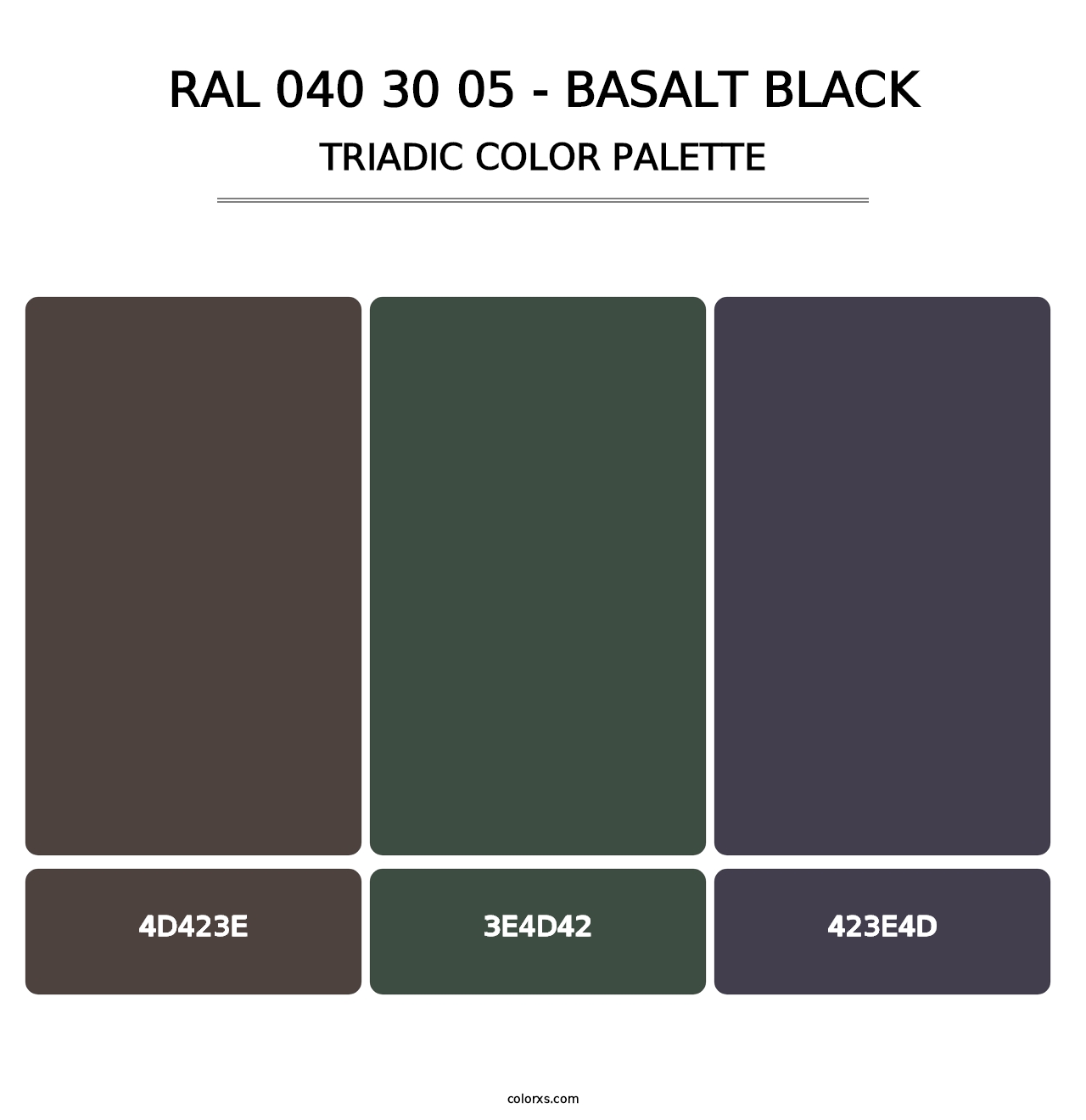 RAL 040 30 05 - Basalt Black - Triadic Color Palette