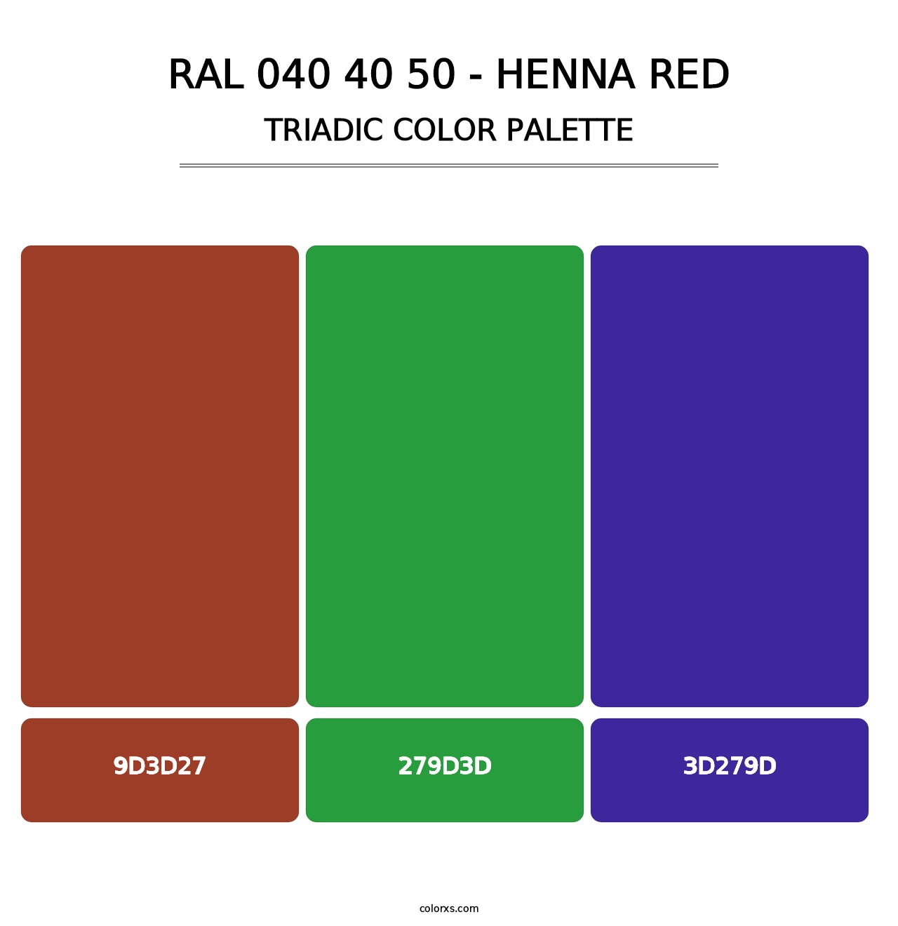 RAL 040 40 50 - Henna Red - Triadic Color Palette