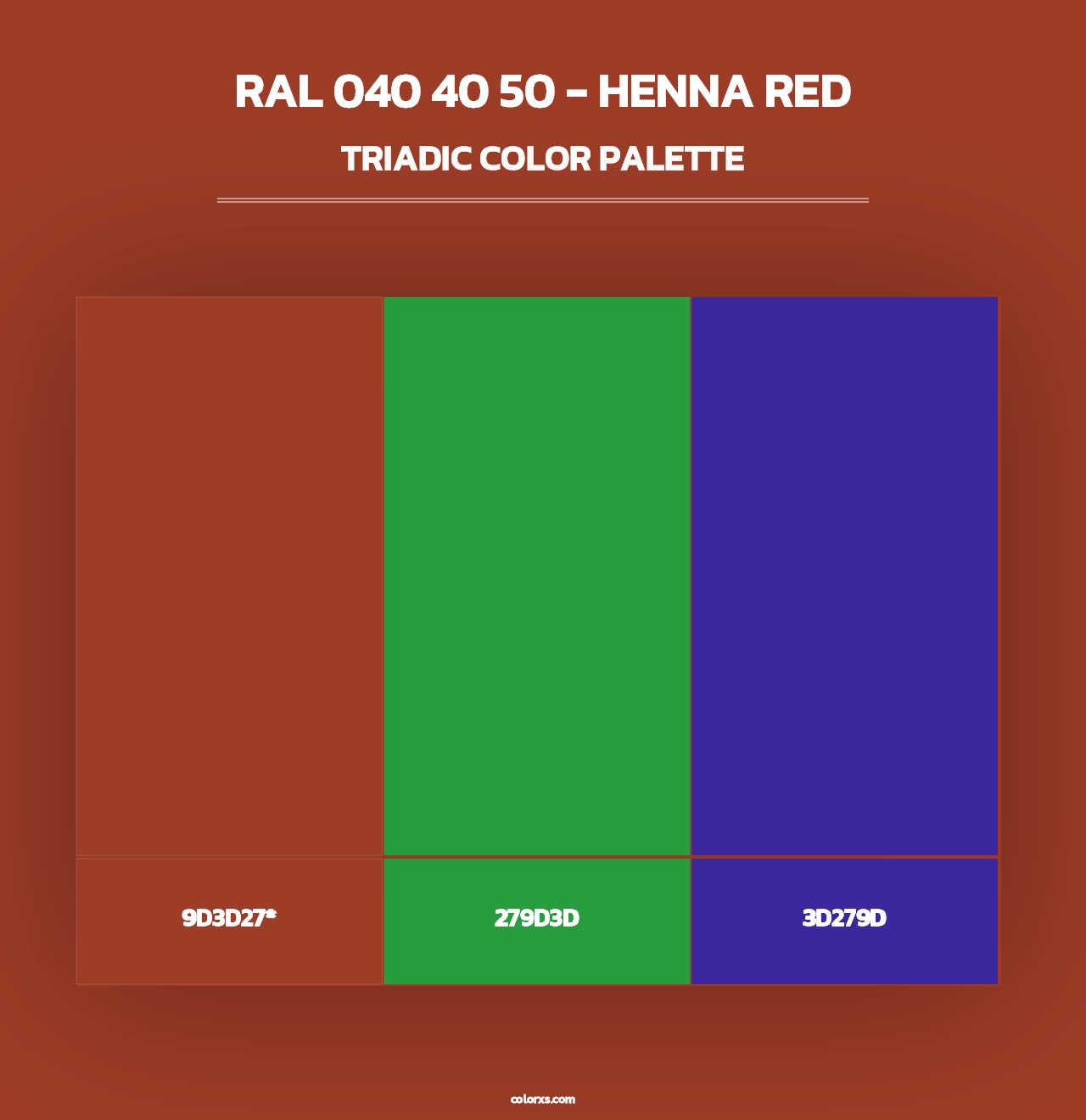 RAL 040 40 50 - Henna Red - Triadic Color Palette