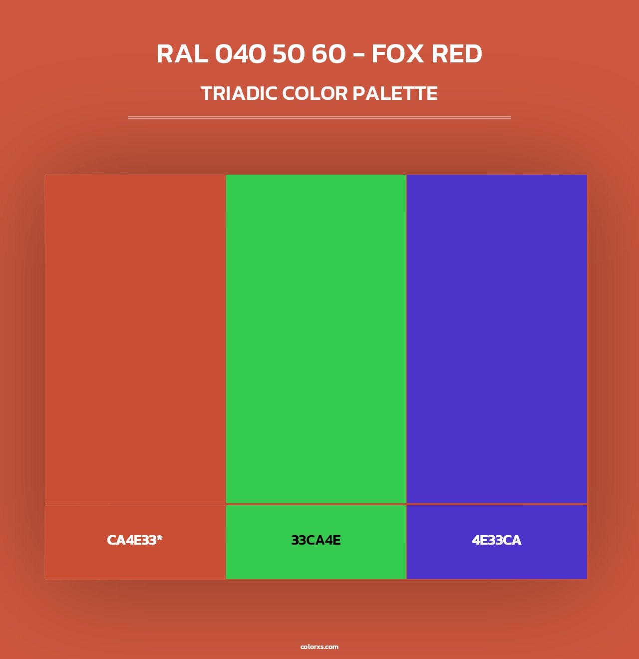 RAL 040 50 60 - Fox Red - Triadic Color Palette
