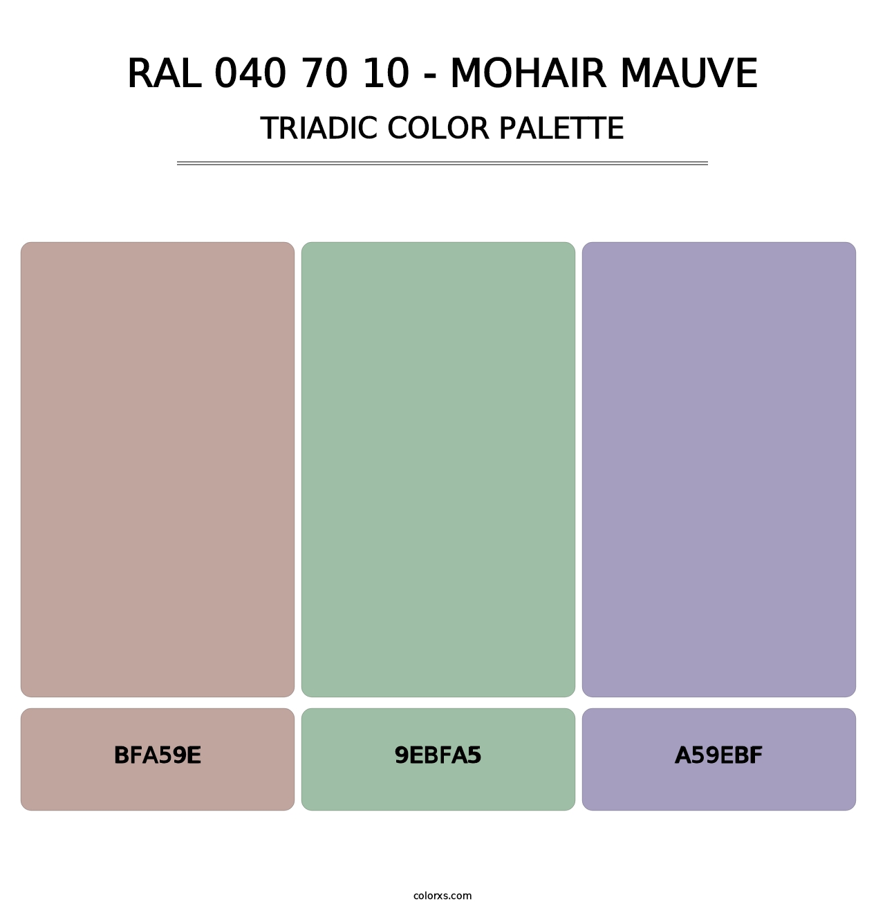 RAL 040 70 10 - Mohair Mauve - Triadic Color Palette