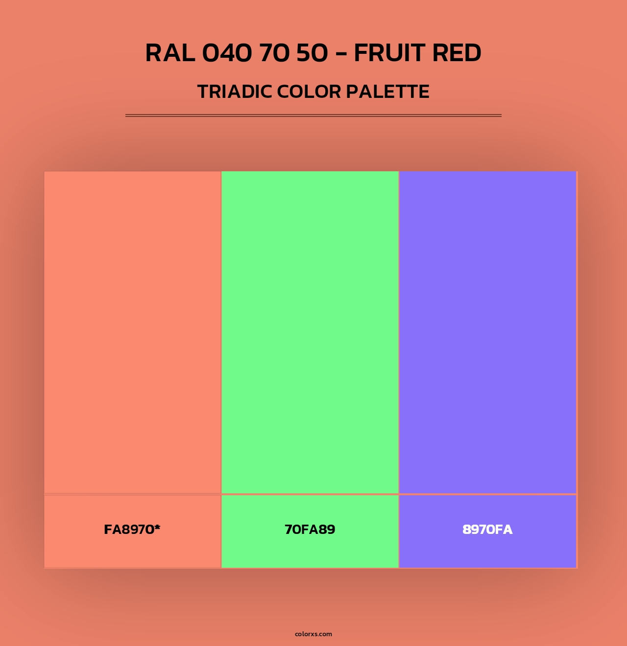 RAL 040 70 50 - Fruit Red - Triadic Color Palette