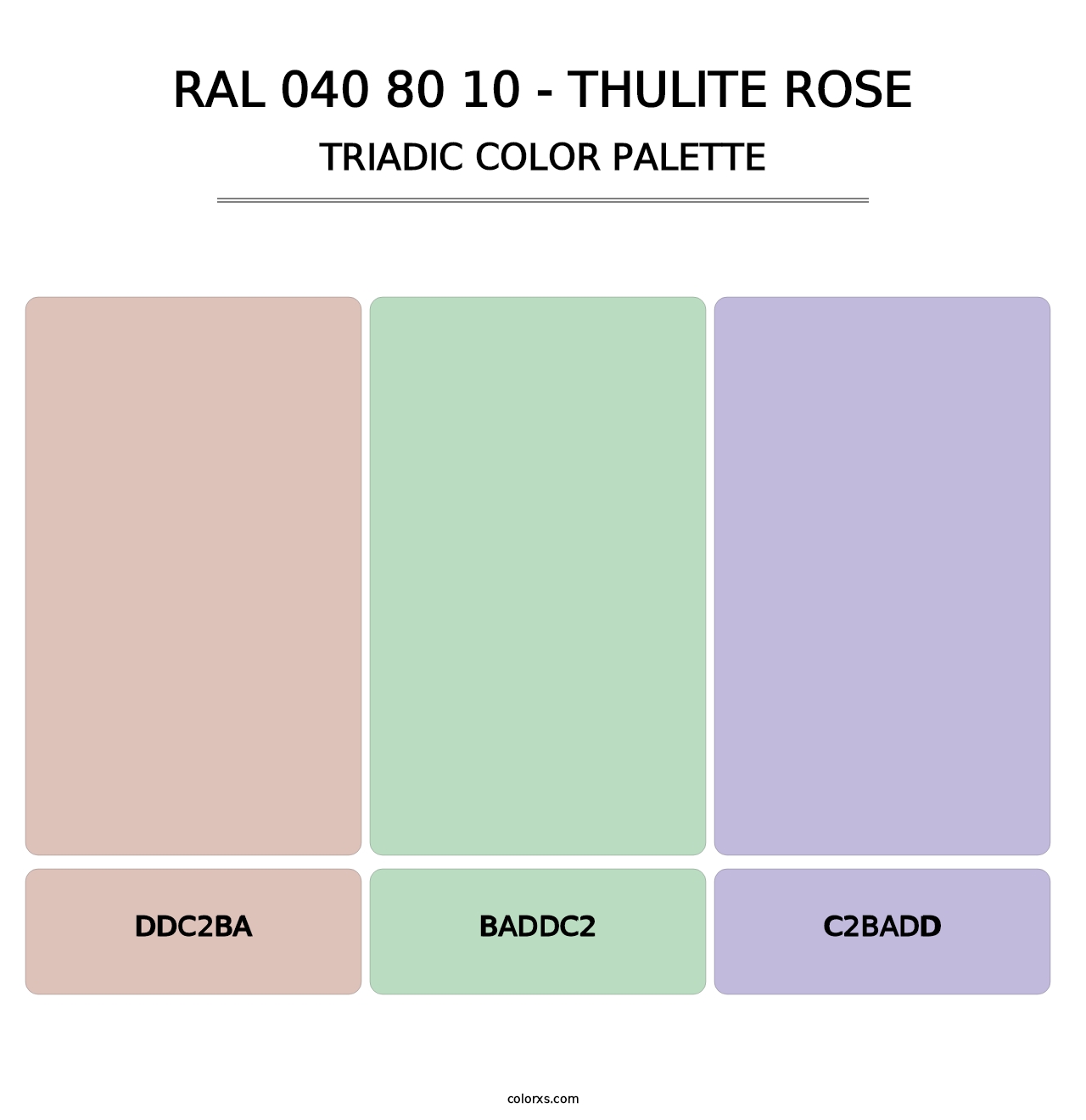 RAL 040 80 10 - Thulite Rose - Triadic Color Palette