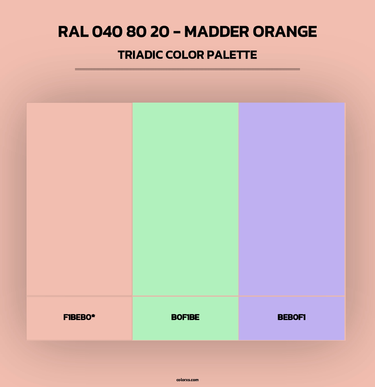RAL 040 80 20 - Madder Orange - Triadic Color Palette